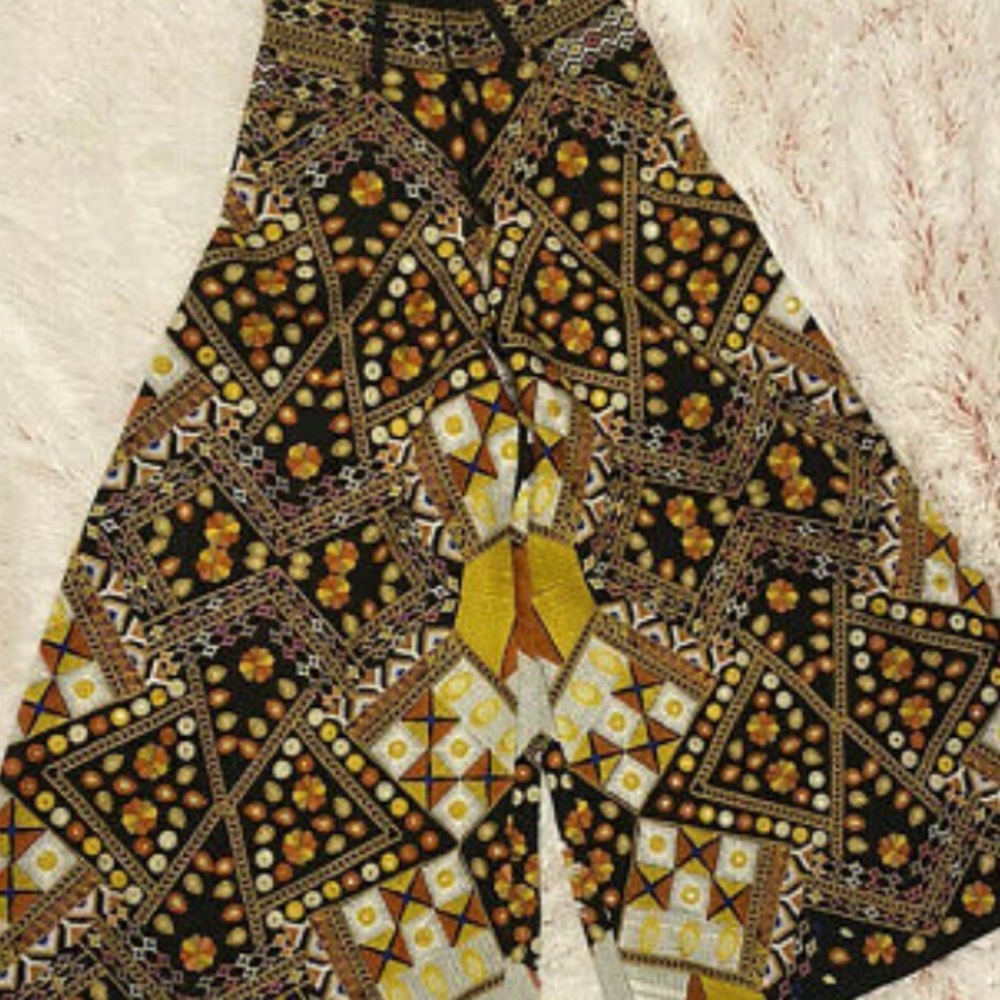 FARM Rio Black & Mustard Mosaic Wide-Leg Trousers - Picture 4 of 4